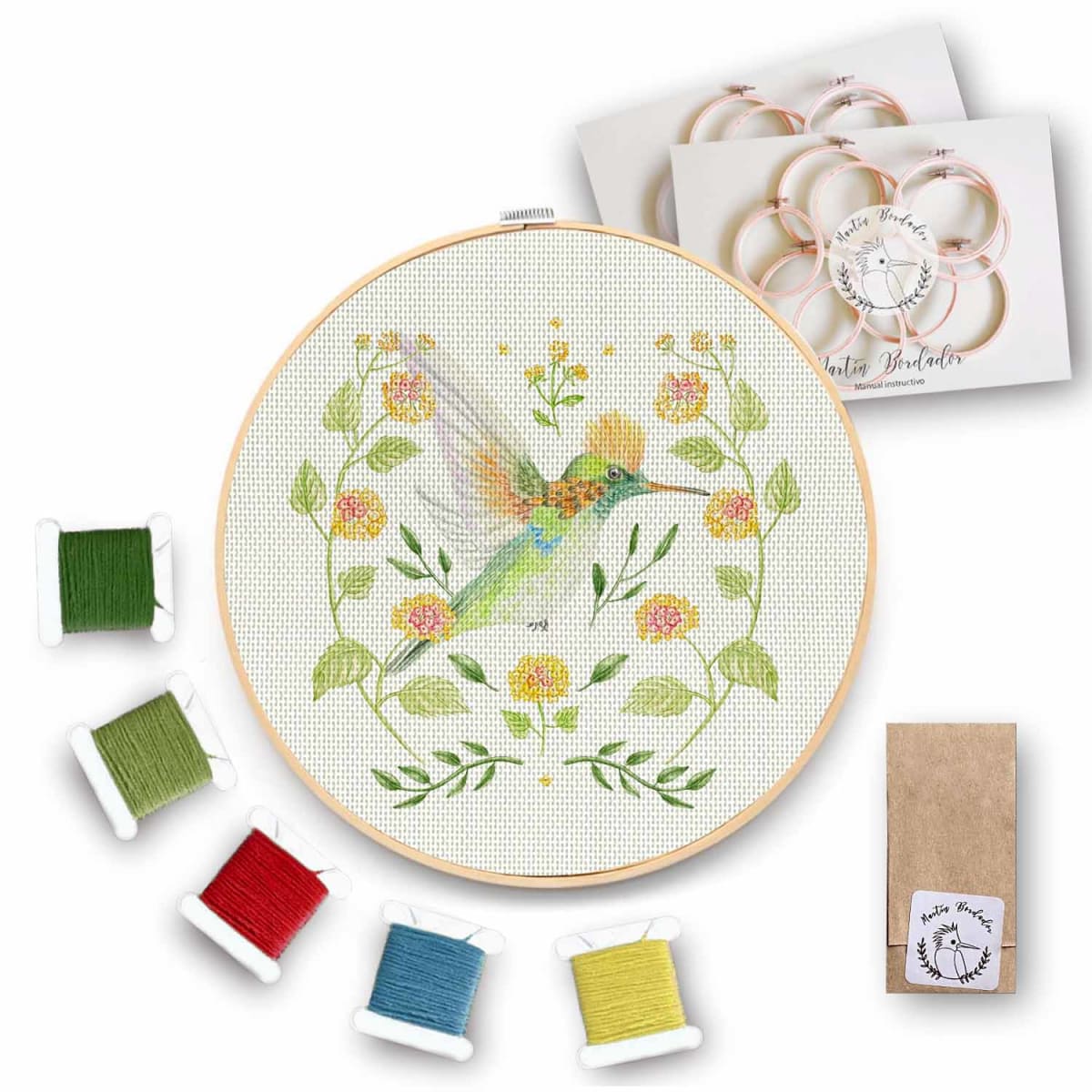 Kit para Bordar - Colibri Abanico Canela